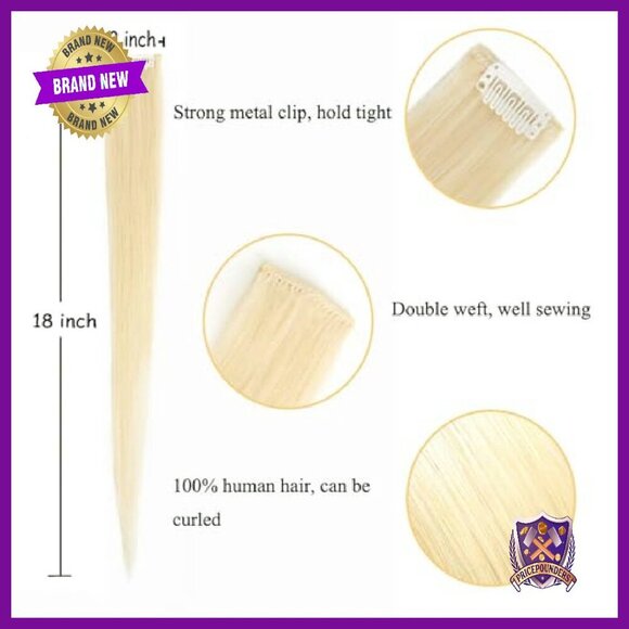 5-Piece 18-Inch Human Hair Clip-In Extensions for Women main image 4